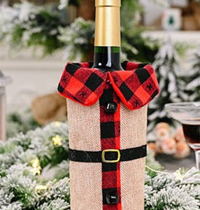 チェック柄ワインボトルカバー クリスマスグッズ